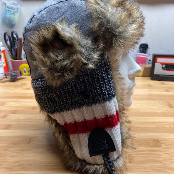 Youth Cabin Fever Faux Fur Contrast Knit Trapper Hat - Picture 5 of 7